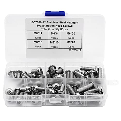 Cocoarm 60 Stück M6-Halbrundschrauben mit Innensechskant, Befestigungselemente aus Edelstahl mit Kunststoffbox für Möbel, Elektronik und Maschinen Cocoarm 60 Stück M6-Halbrundschrauben mit Innensechskant, Befestigungselemente aus Edelstahl mit Kunststoffbox für Möbel, Elektronik und Maschinen von Cocoarm