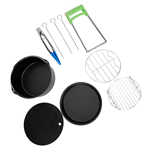 Cocoarm 7-Zoll-Fritteuse-Accessoire, Silikonkuchenpfanne Pizza-Plattenspieße für Küchen-Elektrik-Friteuse mit Grillklemme, Bequeme und Praktische Kochoptionen für Endlose Kulinarische Kreativität von Cocoarm