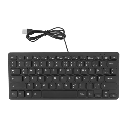 Cocoarm 78 Tasten Bilingual Sprach-Tastatur Englisch Bilingual USB-Tastatur Ultraflach Kabelgebunden mit Scherentastentechnologie für Büro- und Heimgebrauch (Deutsches Qwetz -Layout) von Cocoarm
