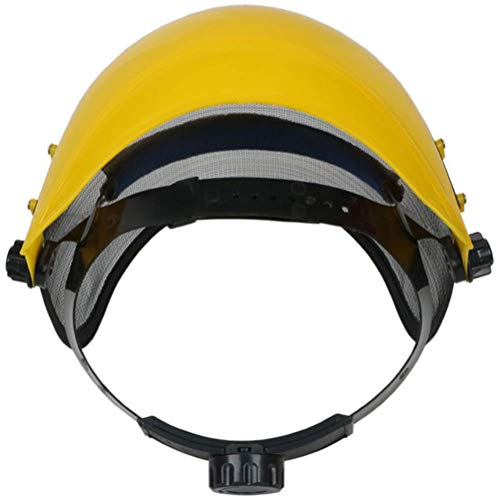 Cocoarm Atmungsaktiv, Verstellbare Kettensägen -Sicherheitshelm mit Vollem Gesichtsschutz, Robust, Vielseitig für Landschaftsgärtner, Schockdes, Abs + Eisenkunst, 28 * 30 cm (Yellow) von Cocoarm