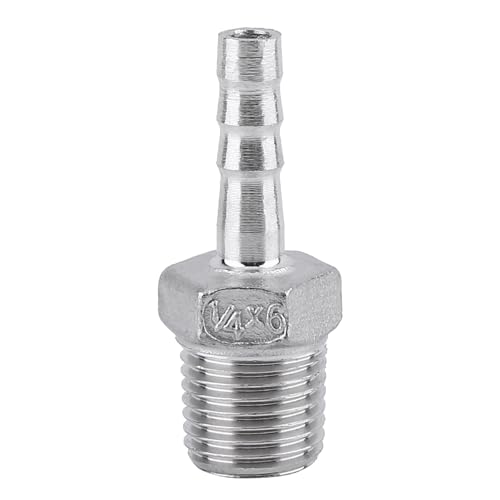 Cocoarm Barbschlauchanschluss, Edelstahl SS304 Barb -Adapter -Schlauch -Heckanschluss Stachelbalkenbalken -Barb -Schlauchschwanz mit Männlichem Gewinde für Luftbrennstoffwasserrohr (1/4 ''*6mm) von Cocoarm