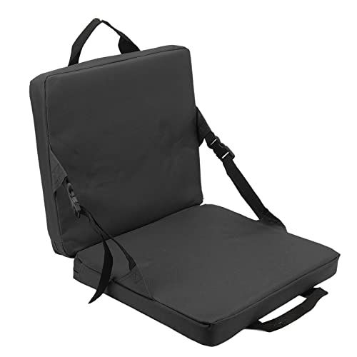 Cocoarm Bodenstuhl mit Rückenlehne, Outdoor-Klappstuhl Tragbarer Campingstuhl Klappstuhlpolster Strandsitze mit Aufbewahrungstasche 600D Oxford-Stoff Polster für Rucksackreisen (Black) von Cocoarm