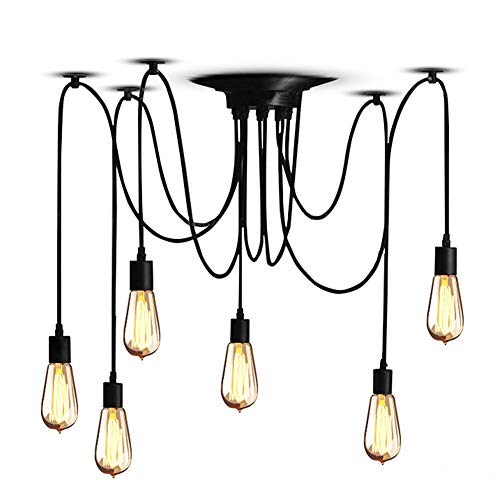 Cocoarm Deckenlampe Spinne Kronleuchter DIY Spider Lampe Hängende Lampen Retro Ceiling Light Vintage Pendelleuchte Hängeleuchte Deckenbeleuchtung Speisesaal Schlafzimmer Hotel Dekoration (6 Kopf) von Cocoarm