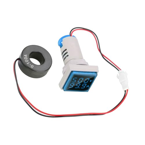 Cocoarm Digital LED-Spannungsmesser 22 Mm Wechselstrom-Voltmeter Amperemeter 60-500V 0-100A mit Klarer Anzeige für die Installation der Elektrischen Paneel (BLUE) von Cocoarm