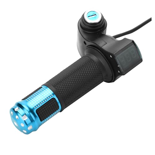 Cocoarm Drosselklappengriffe mit LED-Display Universal Spannung Elektrofahrrad Gas mit Key Lock Digital Display für 12-84V Scooter (BLUE) von Cocoarm