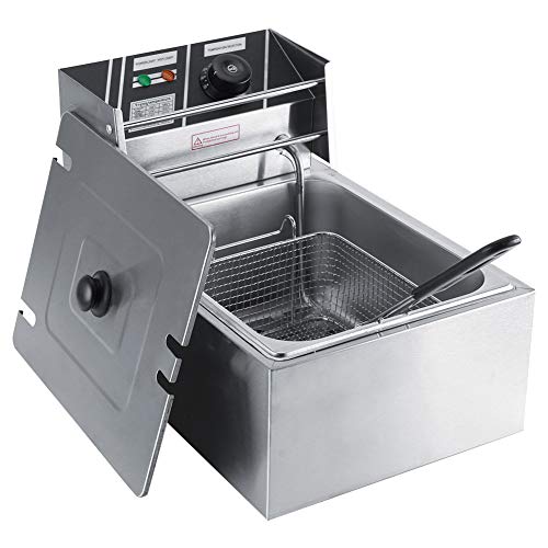 Cocoarm Elektrische Fritteuse 6L Deep Fryer Edelstahl mit abnehmbarem Deckel und Temperaturregler Kontrolll Euchteeinfach zu Reinigen Silber Cocoarm Elektrische Fritteuse 6L Deep Fryer Edelstahl mit abnehmbarem Deckel und Temperaturregler Kontrolll Euchteeinfach zu Reinigen Silber von Cocoarm
