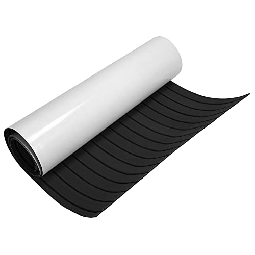 Cocoarm Eva Schaum Teak Bodenmatte Selbstklebend Bodenbelag V-Nut-Yachtmatte Rutschfester Teppich Matte Decking Sheet Deckbeschläge für Yacht Boot 240 x 90cm Dunkelgrau/Braun(Dunkelgrau) von Cocoarm