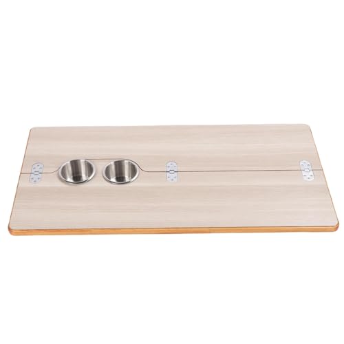 Cocoarm Faltbare RV-Tischplatte, Abnehmbare Faltbare Bootstischplatte 31,49 X 15,74 Zoll mit 2 Edelstahl-Trinkhaltern für RV Marine Boot Yacht (Holzfarbe) von Cocoarm