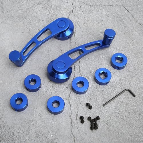 Cocoarm Fenstergriff Kurbel 2pcs Legierung Fenster Griff Riser Wickler für Klassenwagen mit Einzigartigem Design Leichter Einfach Installation Blau Silber Schwarz (BLUE) von Cocoarm