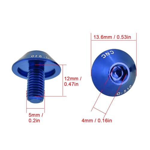 Cocoarm G-510 Fahrradschrauben Bolzen Pack mit 2 M5 * 12 Mm für Wasserflasche Dose Aluminiumlegierung für Scheibenbremsrotor für Fahrradliebhaber Rot/lila/schwarz/Gold/Gold (Blue) von Cocoarm