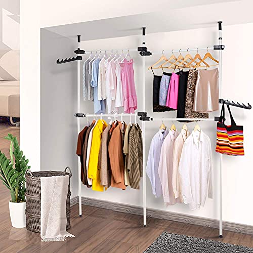 Cocoarm Garderobe System, Begehbarer Kleiderschrank System Kleiderstangen Teleskop Kleiderstange Teleskopstange Teleskop Regalsystem Kleiderschrank 3 Stangen Verstellbare Kleiderstangen von Cocoarm