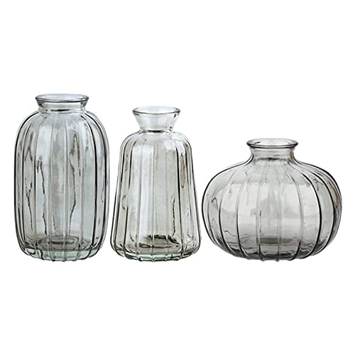 Cocoarm Glas Blumenvasen Set 3er, Set Dekorative Vasen für Blumen mit kleinen Öffnungen in Blau Grün Grau Gold Weiß für Tischdekoration Geschenkideen (3) von Cocoarm