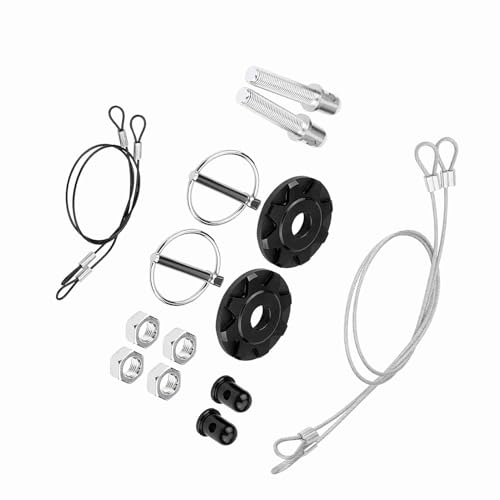 Cocoarm Haubenverriegelungsstift-Stift-Lock-Motorhaube Latch Lock 2pcs Universal CNC Aluminiumauto-Haubenstifte mit Selbstklebeband für die Modifikation von Rennfahrzeugen (BLACK) von Cocoarm