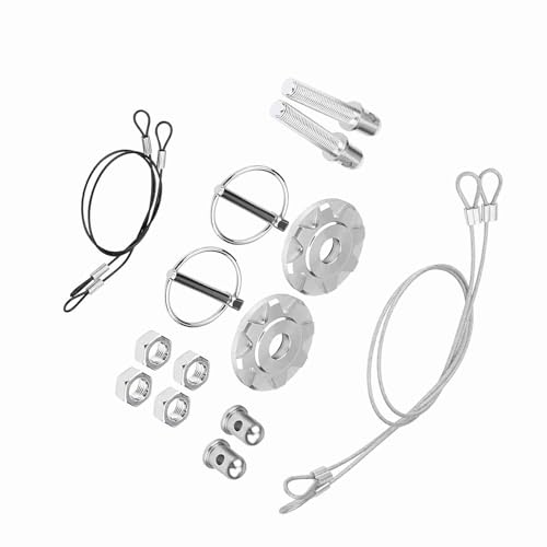 Cocoarm Haubenverriegelungsstift-Stift-Lock-Motorhaube Latch Lock 2pcs Universal CNC Aluminiumauto-Haubenstifte mit Selbstklebeband für die Modifikation von Rennfahrzeugen (SILVER) von Cocoarm