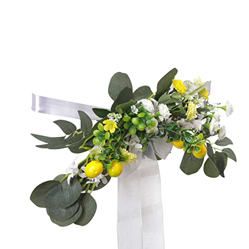 Cocoarm Hochzeitsgang Stuhlblumen Zitronengirlande Kunstblumen-Deko für Hochzeitsstuhl Gang Bank Bogen mit Lebensechten Schaumstoff Zitronen Seidenblumen 17.7 X 7.8 Zoll von Cocoarm