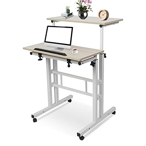 Cocoarm Höhenverstellbarer Laptop-Schreibtisch mit Rollen rollendem Computertisch Workstation(Weißer Ahorn) von Cocoarm