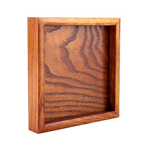 Cocoarm Holz Tee Tablett Massives Holz -Servierschale mit Erhöhten Rändern für Tee Kaffee Sushi Desserts Snacks Home Werbeeingebrauch (12,5 * 12,5 cm) von Cocoarm
