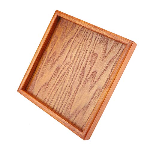 Cocoarm Holz Tee Tablett Massives Holz -Servierschale mit Erhöhten Rändern für Tee Kaffee Sushi Desserts Snacks Home Werbeeingebrauch (18 * 18cm) von Cocoarm