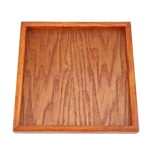 Cocoarm Holz Tee Tablett Massives Holz -Servierschale mit Erhöhten Rändern für Tee Kaffee Sushi Desserts Snacks Home Werbeeingebrauch (22 * 22 cm) von Cocoarm