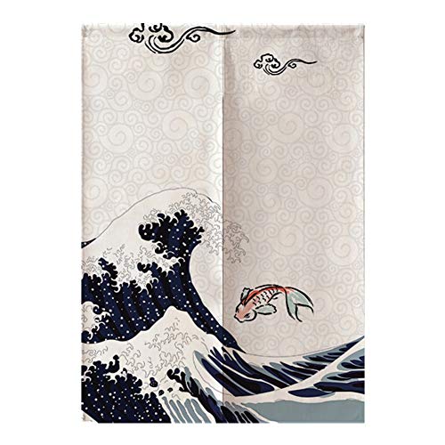 Cocoarm Japanischer Noren-Vorhang, Raumteiler Trennwand 85x120cm Polyester Türvorhang für Zuhause Küche Schlafzimmer Büro Dekoration von Cocoarm
