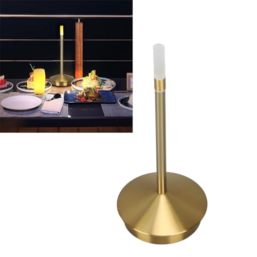 Cocoarm Kabellose USB-Typ-C-Tischlampe mit Touch und Dimmbarkeit, 2000 MAh Wiederaufladbare Kerzenförmige Tragbare Schreibtisch-Barlampe für Schlafzimmer, Wohnzimmer 9,6 Zoll (GOLD) von Cocoarm