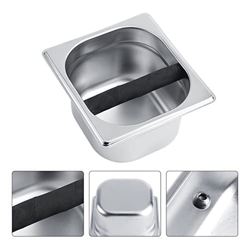 Cocoarm Kaffee Knockbox Knockbox Barista Kaffeegelände Mülleimer Großer Kapazität Edelstahl mit Pufferender Gummi-Stiel für Professionelle Halbautomatische Kaffeemaschinen von Cocoarm