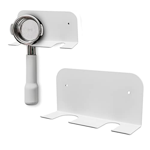 Cocoarm Kaffee -Portafilter -Wandregal Bodenloser Griff Bierkleider der Universellen Portafilter Griff Ohrhalterung Platz Sparen Vertikale Lagerung für 51 54 58 Mm Griffe mit Klebstoff (WHITE) von Cocoarm