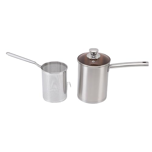 Cocoarm Kleine Fritteuse, 304 Edelstahl -Mini -Friteuse Topf mit Ölfilterkorb für Gesundes Kochen, Kompaktes Design für Kleine Küchen von Cocoarm