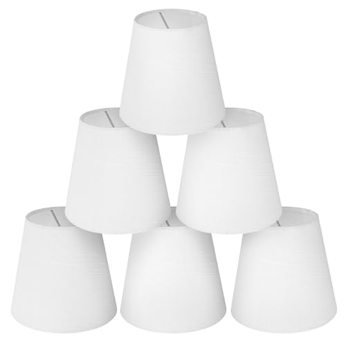 Cocoarm Klim Lampenkap Wit 6-Teiliges Lampenschirm-Set Aus Weißem Stoff Für Kandelaber, Tisch, Kronleuchter, Wand, Für E14-Glühbirnen Oder Kleine Glühbirne von Cocoarm