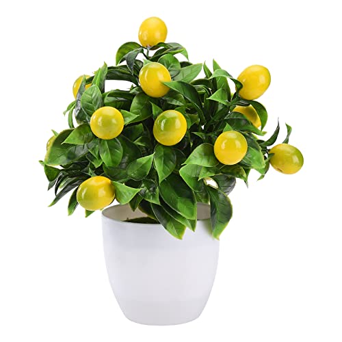 Cocoarm Künstlicher Zitronenbaum, 24 cm Topf Kunstpflanze Fake Zitronenbaum mit Früchten für Zuhause Büro Hochzeit Garten Deko Innen- und Außenbereich von Cocoarm