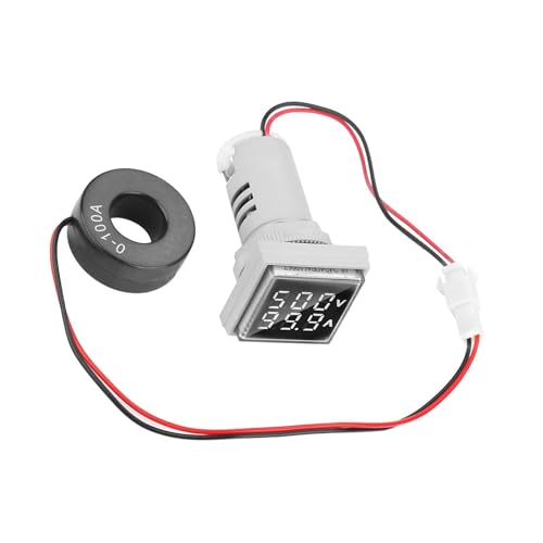 Cocoarm LED -Digitalspannungstester, Klare Anzeige, Genaue Leistung, Einfache Installation, Breiter Messbereich, für Wechselspannung und Strom mit Signallicht (WHITE) von Cocoarm