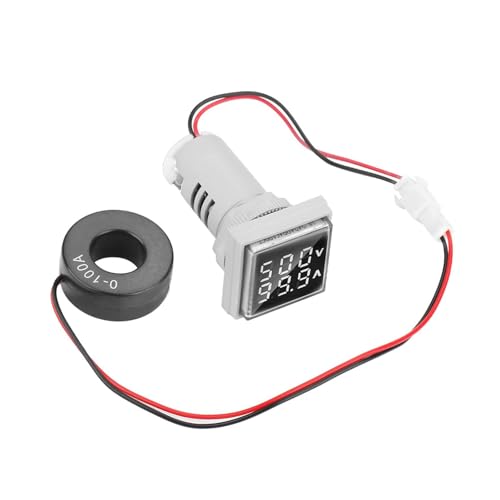 Cocoarm LED-Spannungsmesser-Anzeige Digitaler Wechselstrom-Voltmeter 60-500V 0-100A mit Klarer Anzeige für die Elektrische Messung 22 Mm Installation (WHITE) von Cocoarm