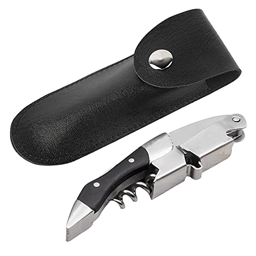 Cocoarm Lederflaschenöffnungshülle Weinmesser Set PU -Tasche für Einfache Tragen des Kompakten Sicheren Halters mit 100% Neuem Haltbarem Material 15x5 Cm (BLACK) von Cocoarm