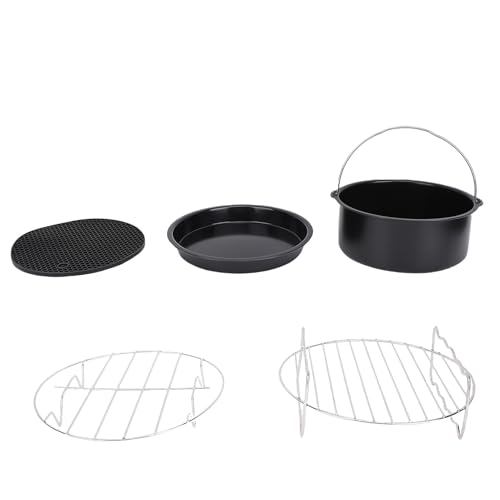 Cocoarm Luftfritteuszubehör, Edelstahl -Kuchenwanne mit Spießstange und Silikonmatte für 8 -Zoll Friteuse, Zum Backen und Grillen Cocoarm Luftfritteuszubehör, Edelstahl -Kuchenwanne mit Spießstange und Silikonmatte für 8 -Zoll Friteuse, Zum Backen und Grillen von Cocoarm