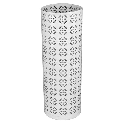 Cocoarm Metal Round Dach, Langlebiger Metall Freistehender Regenschirmhalter, Antikes Hohlarbendesign für den Eingang und Bürospeicher (White #14) von Cocoarm