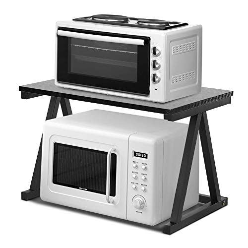 Cocoarm Mikrowellen Regal Mikrowellenständer Mikrowellenherdständer 2 Ebenen Lagerregal Mikrowelle Rack küchenablage Regal Stehend, 57 x 38 x 38 cm(Schwarz) von Cocoarm
