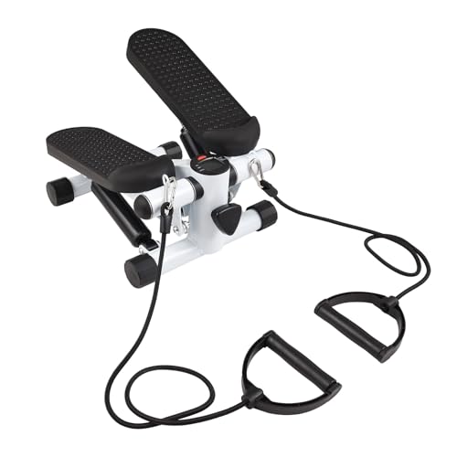 Cocoarm Mini -Stepper -Maschine mit Widerstandsbändern, LCD -Anzeige Mini -Treppen -Stepper - -Stepper für das Training, Lagerkapazität: 100 Kg/220 Lb, Stahlstruktur (Schwarz-Weiss) von Cocoarm