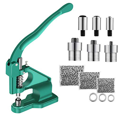 Cocoarm Ösenzange Set Nietzange Maschine Ösenpresse Ösen Maschine Professionelle Nietenzange Set Nietmaschine Druckknopfzange 3 Matrizen 6/10/12 mm für Leder Handwerk Vorhänge Drapes (1500 pcs) von Cocoarm