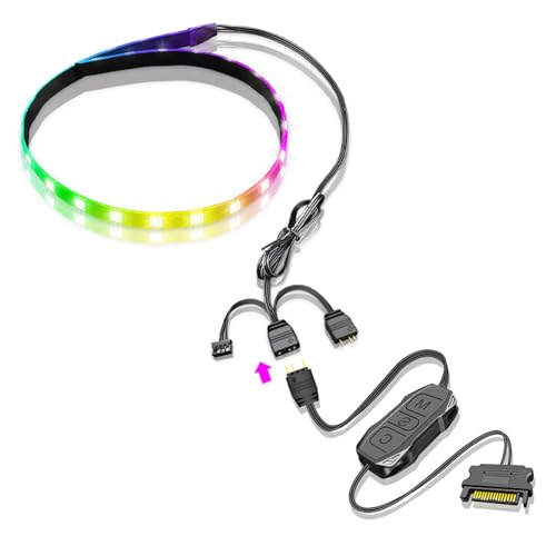 Cocoarm PC -LED -Lichtstreifen, 15,7 Zoll, 160000 Farben, Magnetische 5V Argb Aura Synchronisation Anpassbare Computerkoffer Beleuchtung für Chassis Motherboard Dekoration von Cocoarm