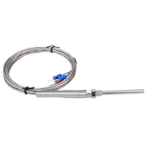 Cocoarm PT100 Temperatursensor Thermoelement Sonde M8 Gewinde 50 Mm Schnelle Reaktion 0-400 ℃ mit Klemmeanschlüssen für die Messung der Industriellen Temperatur (2M) von Cocoarm