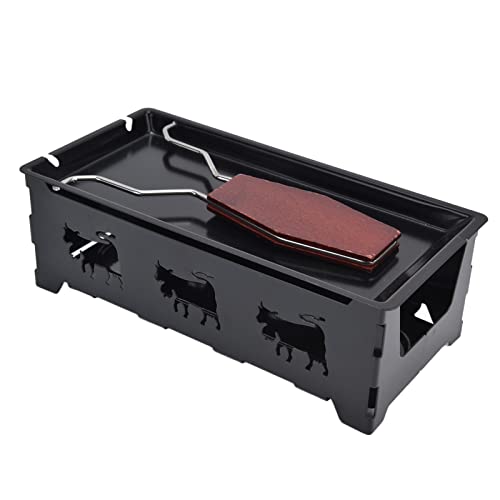 Cocoarm Rechteckiger Käse Raclette Grill Heizung -resistente Butterpfanne mit Schaufel für Camping -Eisenmaterial Im Freien von Cocoarm