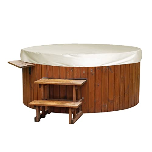 Cocoarm Runde -Abdeckung, 190 Silber Polyester -TAFT - -Wählerabdeckung Wasserdcover Outdoor -Möbelabdeckung Runde Badewanne mit Aufbewahrungsbeutel für Außenbannen und Heißen Quellen (Beige) von Cocoarm
