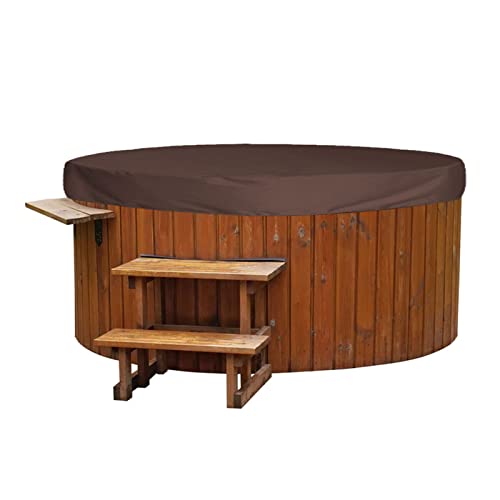 Cocoarm Runde -Abdeckung, 190 Silber Polyester -TAFT - -Wählerabdeckung Wasserdcover Outdoor -Möbelabdeckung Runde Badewanne mit Aufbewahrungsbeutel für Außenbannen und Heißen Quellen (Brown) von Cocoarm