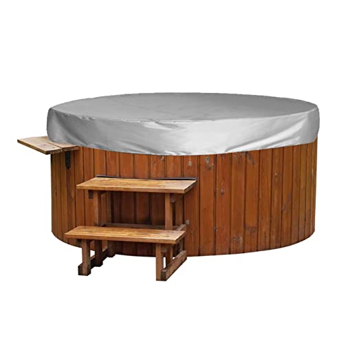 Cocoarm Runde -Abdeckung, 190 Silber Polyester -TAFT - -Wählerabdeckung Wasserdcover Outdoor -Möbelabdeckung Runde Badewanne mit Aufbewahrungsbeutel für Außenbannen und Heißen Quellen (Gray) von Cocoarm
