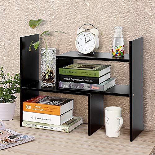 Cocoarm Schreibtisch Regal Organizer DIY Tisch Desktop Mini Regal für Schreibtisch Lagerregal Standregal Display Regal Organizer Tischregal Bücherregal Aufbewahrungsregal 3 Farbe Schwarze Walnuss von Cocoarm