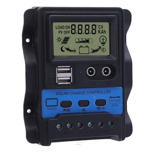 Cocoarm Solar -Ladungs ​​-Controller 12V 24 V PWM Solar Panel Regulator mit LCD -Anzeige und Doppel USB Anschlüssen für die Batterielade des Solarstromsystems (30A) von Cocoarm