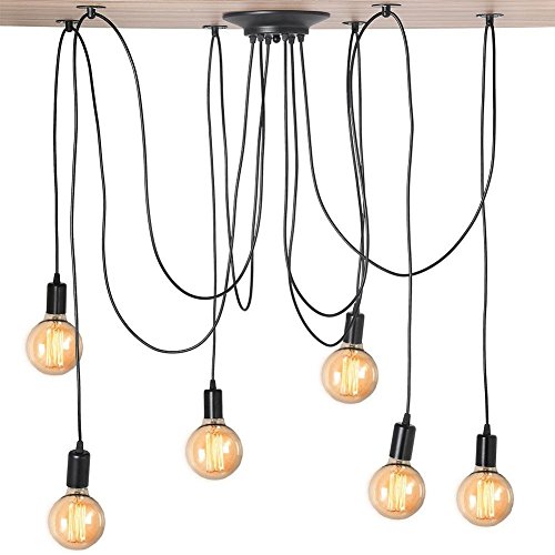Cocoarm Spinne Leuchte Lampenhalter Spider Kronleuchter Pendelleuchte mit 6 Kopf Hängend Deckenleuchte Retro Spinne Lampen Spinnenleuchte Hängelampe Dekoration für Schlafzimmer Wohnzimmer Esszimmer von Cocoarm