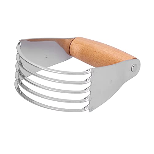 Cocoarm Teigschneider Edelstahl Teigmischer Ergonomischer Griff Teigschneider mit 5 Stabilen Klingen Zum Mischen von Butter Mehl Zucker Backzubehör Küchenzubehör (Holzfarbe) von Cocoarm