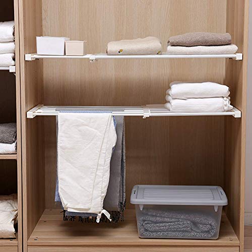 Cocoarm Teleskopregal Schrank Teleskop Regalboden Ausziehbares Garderobensystem Regal Skalierbare Regaleinsatz Kleiderschrank Trennwand DIY Separator Schrankregal Verstellbare Länge 73,2-128 cm von Cocoarm