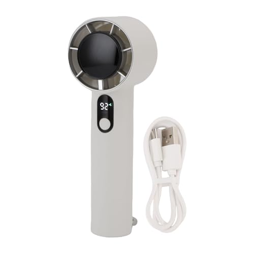 Cocoarm Tragbarer Handventilator, Digitales Display & 5 Geschwindigkeitsstufen, Dualer Einsatz Hand- und Tischventilator, Mini-Taschen-Personalfan Wiederaufladbar Leise Einstellbar (WHITE) von Cocoarm